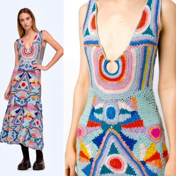 NWT Sea New York Karli Crochet Midi Dress Rainbow XS - Picture 6 of 17